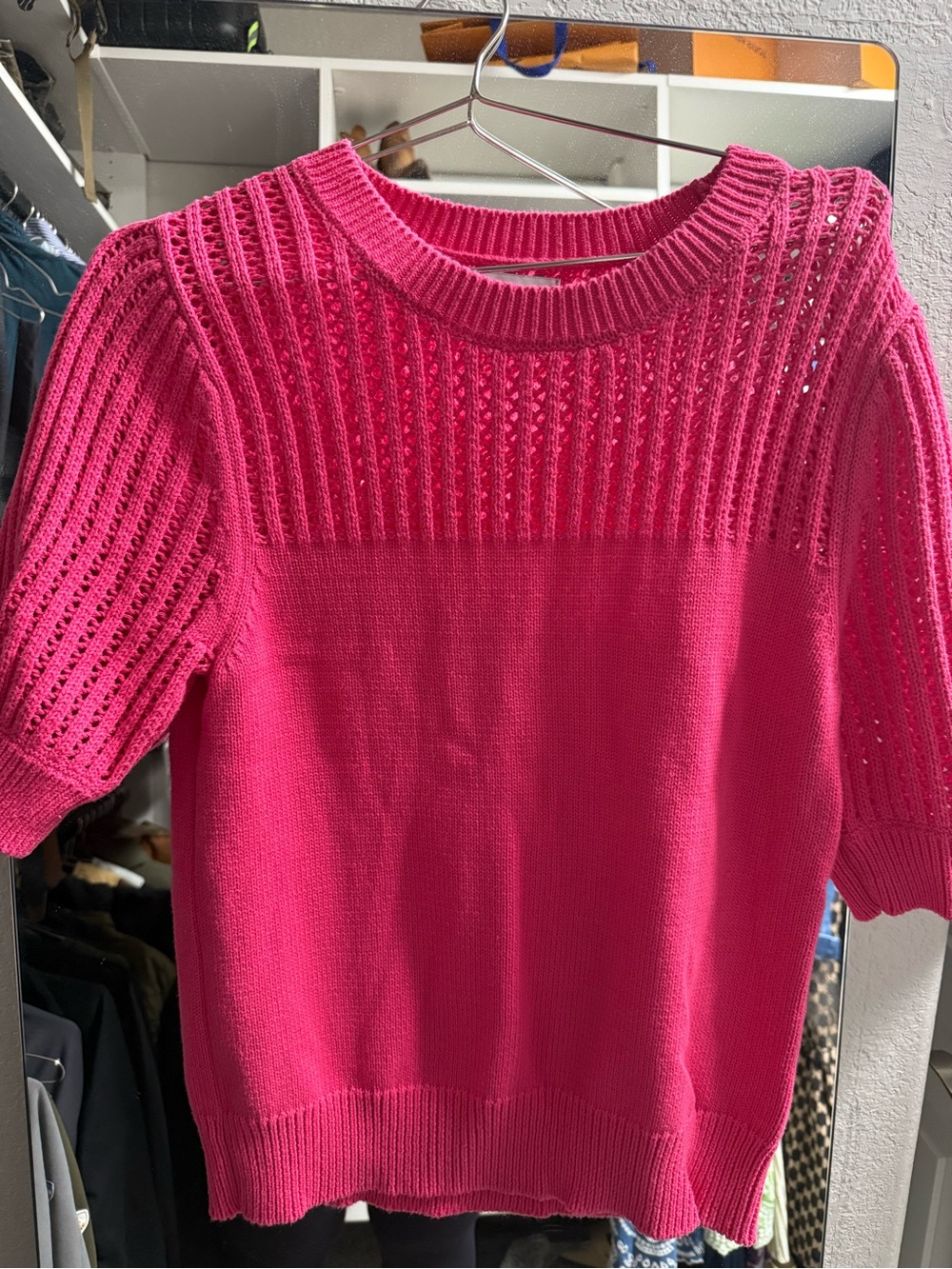 Evereve Pink Short-Sleeve Knit Sweater